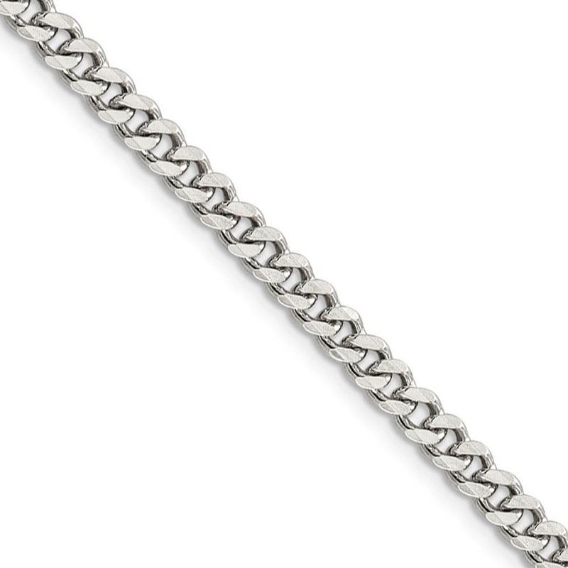 4.5mm Rhodium Plated Sterling Silver Solid Curb Chain Necklace, 24 In